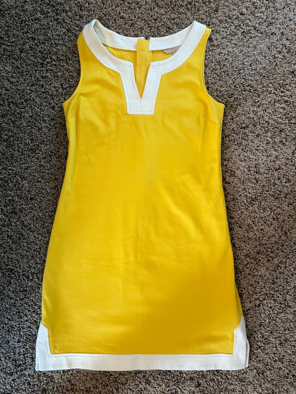 Banana Republic Yellow and White Sleeveless Midi Dress